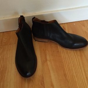 Black leather booties