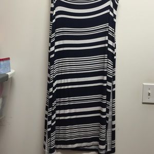 Blue and white stripe Straight skirt