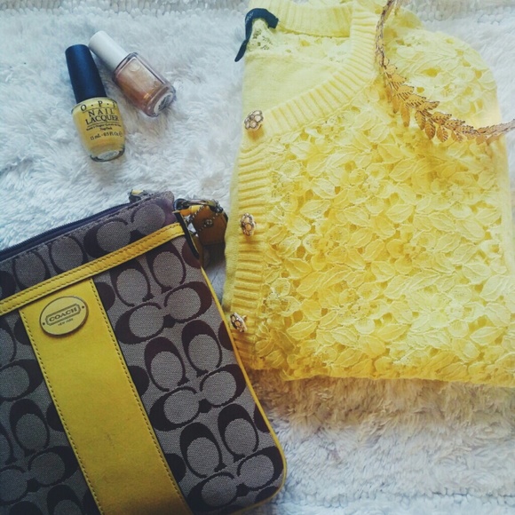 Forever 21 canary yellow lace cardigan