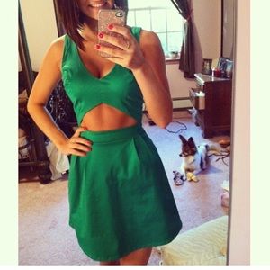 Green cut out dress