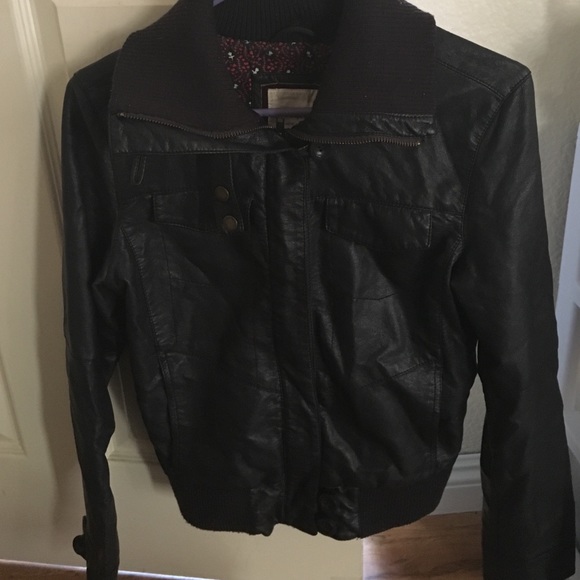 Dark purple blackish leather jacket