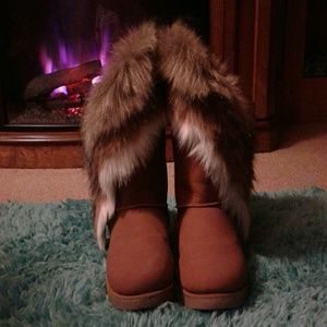 Snow Ankle Boots Faux Fur Flat