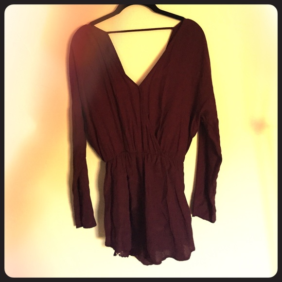 Maroon ASTR romper with crochet detail