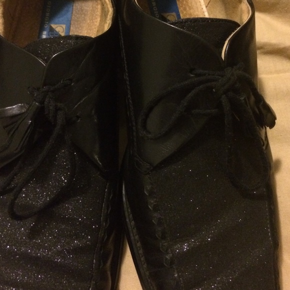 Black leather and glitter shoes by Giorgio brutini
