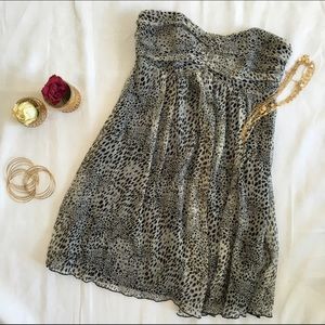 Express Patterned Strapless Mini Dress