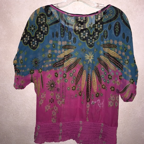 Colorful sheer top!  Absolutely adorable! - Picture 2 of 2