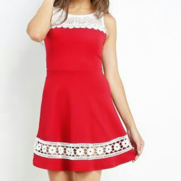 Crochet Detail Flare Dress