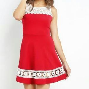 Crochet Detail Flare Dress