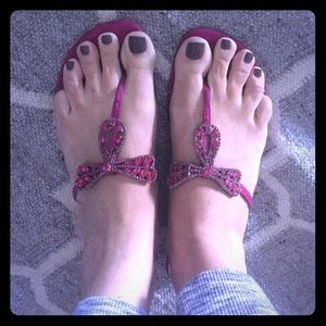 Anne Klein Bright pink/ purple rhinestone sandals