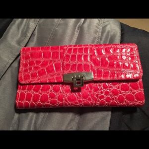 Pink faux leather wallet