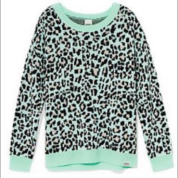 Victoria Secret PINK mint leopard sweater