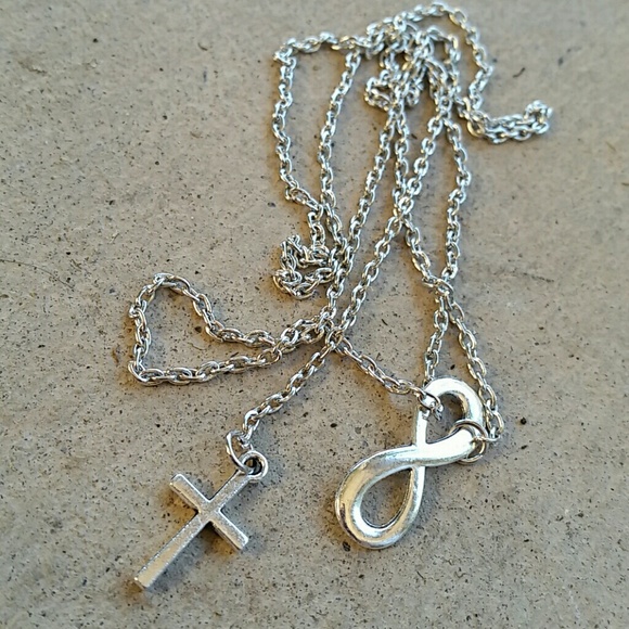 Sterling plated lariat style cross necklace