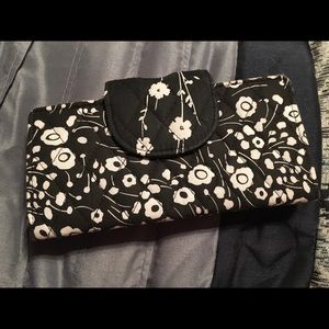 Black and white floral wallet