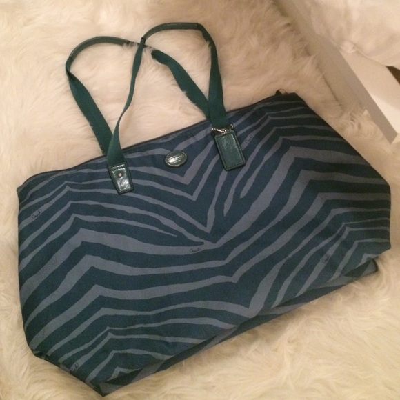 Clearance Teal zebra weekender tote