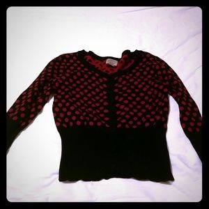 Black and red polka dot cardigan