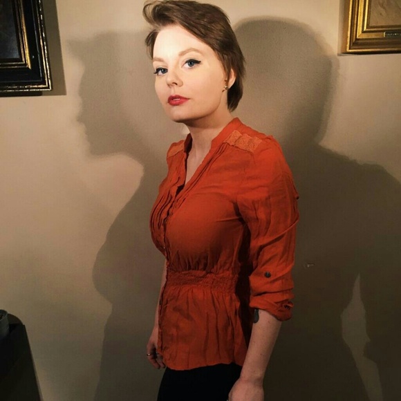 Orange peasant blouse