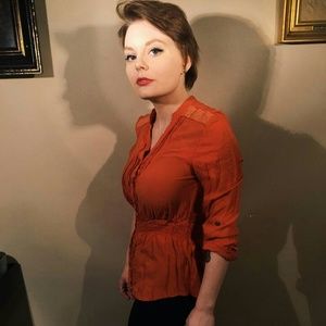 Orange peasant blouse