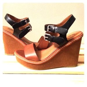Casual black & brown wedges