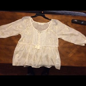 Abercrombie & Fitch white and gold blouse