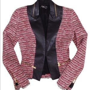 Zara tweed jacket w leather lapels bloggers.
