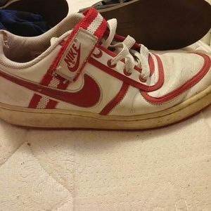 Red and white Nikes