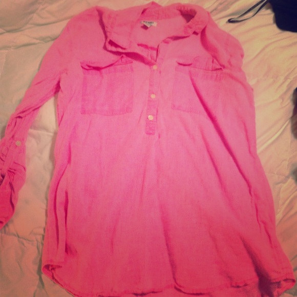 Pink half button up