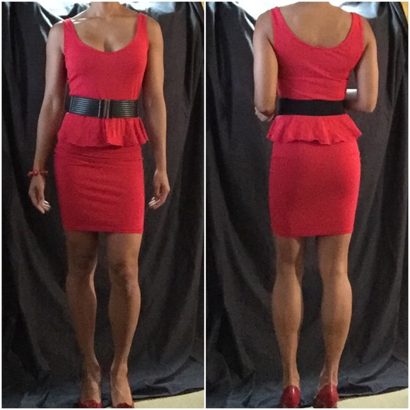 Red peplum dress.
