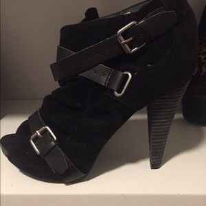 Peep Toe black booties