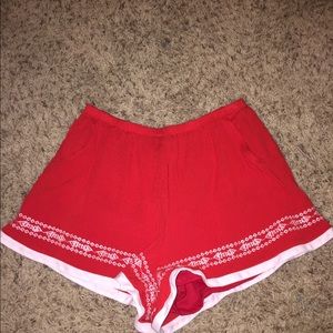 LF red flowy shorts