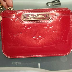 Authentic Louis Vuitton red vernis cles cardholder