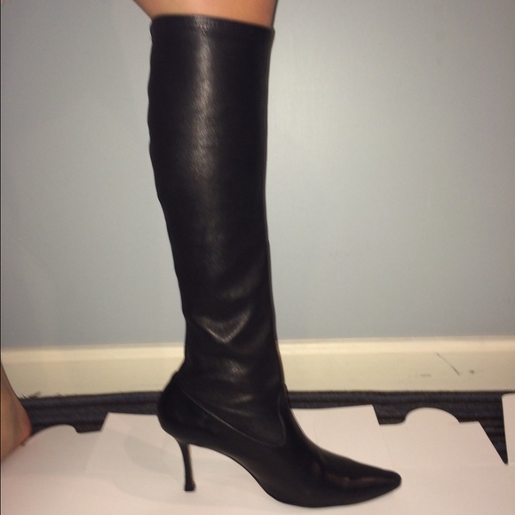 Manolo Blahnik leather knee high boots