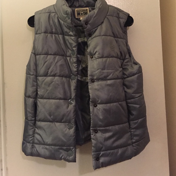 CONVERSE ONE STAR: silver puffer vest M