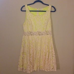 Yellow and lace Skater dress