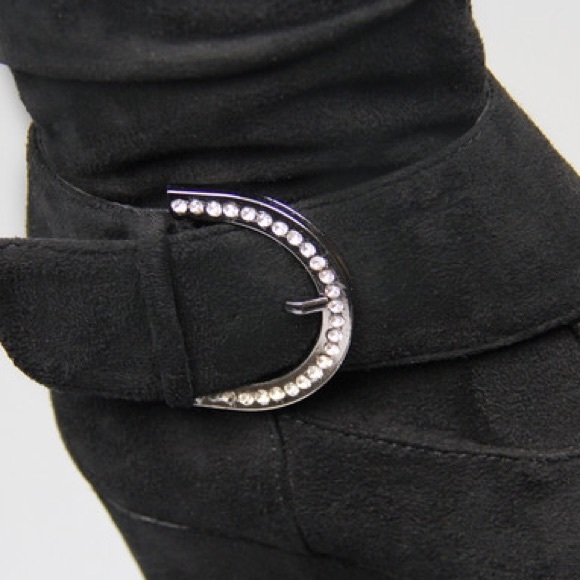 Kids toddler rhinestone buckle zipper heel wedge - Picture 3 of 4