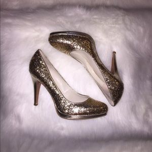 Nine West gold glitter pumps