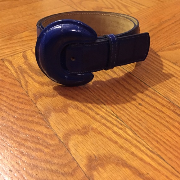 Royal blue 100% leather belt