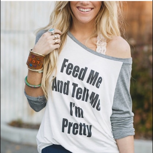 feed me and tell me I'm pretty baseball tee