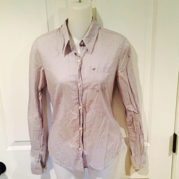 American Eagle sheer light purple button up shirt