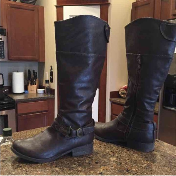 Brown knee length boots