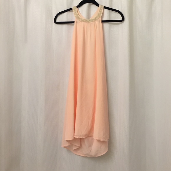 Blush pink backless dress with back tie - Picture 2 of 4