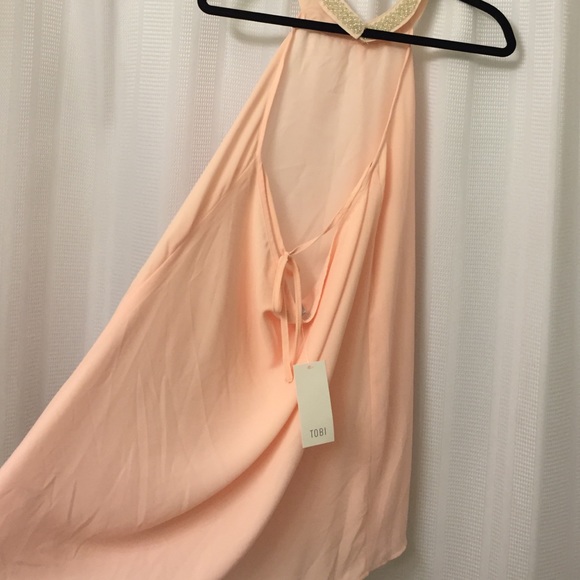 Blush pink backless dress with back tie - Picture 3 of 4