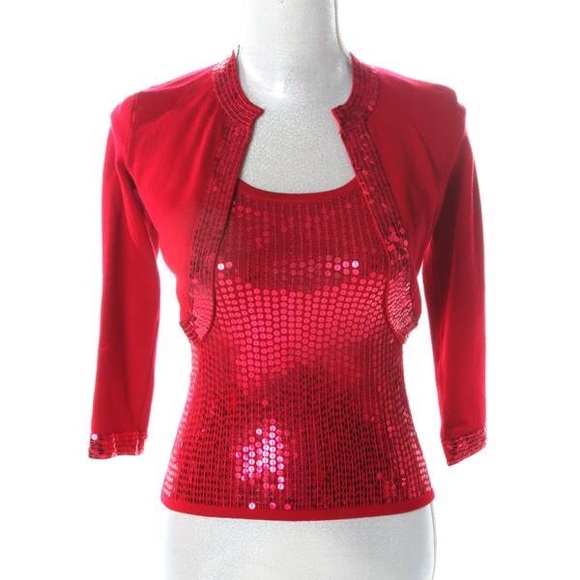 Boston Proper Sequin Cardigan and Tank (Size XS)