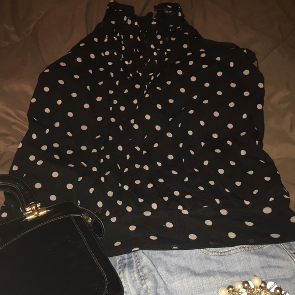 Lane Bryant Ruffled Tank Top Polka Dot Blouse
