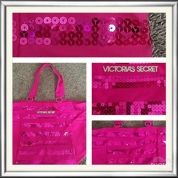 Victoria's Secret Handbags - VICTORIA'S SECRET Hot Pink Sequin Tote EUC #2