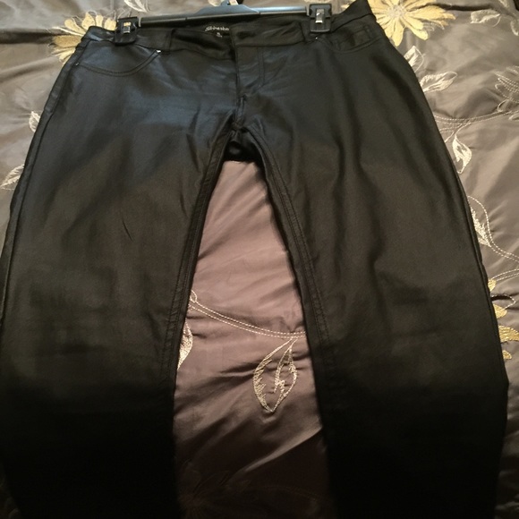 Shinestar stretch faux leather black pants xl