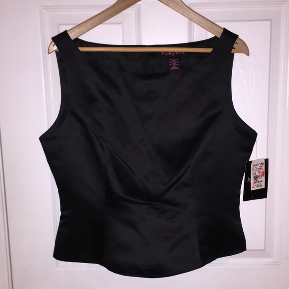 PINKY & ME Black Satin Fancy Top