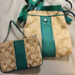 Coach crossbody with matching wristlet