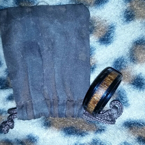 Mens ceramic wood ring
