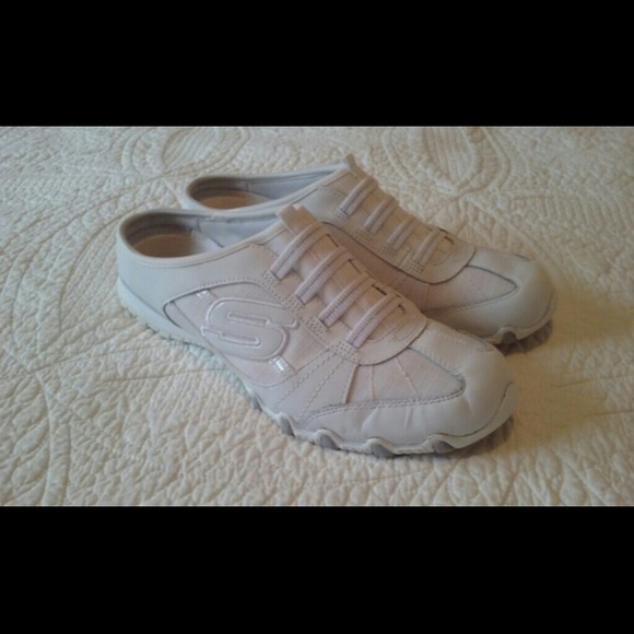 White slip on sketches shoes!