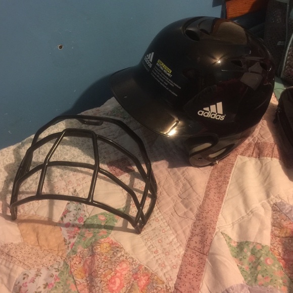 Black adidas helmet and mask
